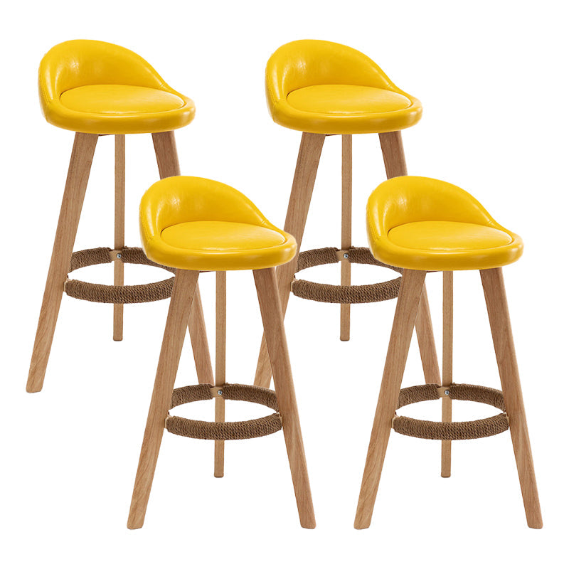 Scandinavian Home Solid Wood Bar Stool Matte Finish Footrest Stool Yellow 4 Piece Set Clearhalo 'Bar Furniture' 'Bar Stools' 'bar_stools' 'furn' 'furn_bar_stools' 'Furniture' 'furniture_bar_stools' 'Kitchen & Dining Furniture' 4817751