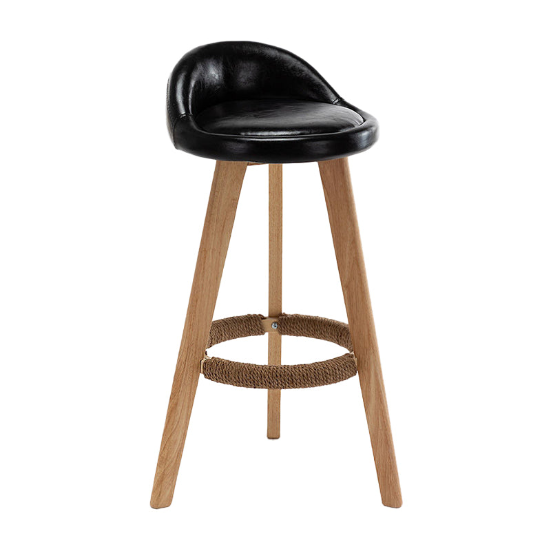 Scandinavian Home Solid Wood Bar Stool Matte Finish Footrest Stool Black 1 Piece Clearhalo 'Bar Furniture' 'Bar Stools' 'bar_stools' 'furn' 'furn_bar_stools' 'Furniture' 'furniture_bar_stools' 'Kitchen & Dining Furniture' 4817752
