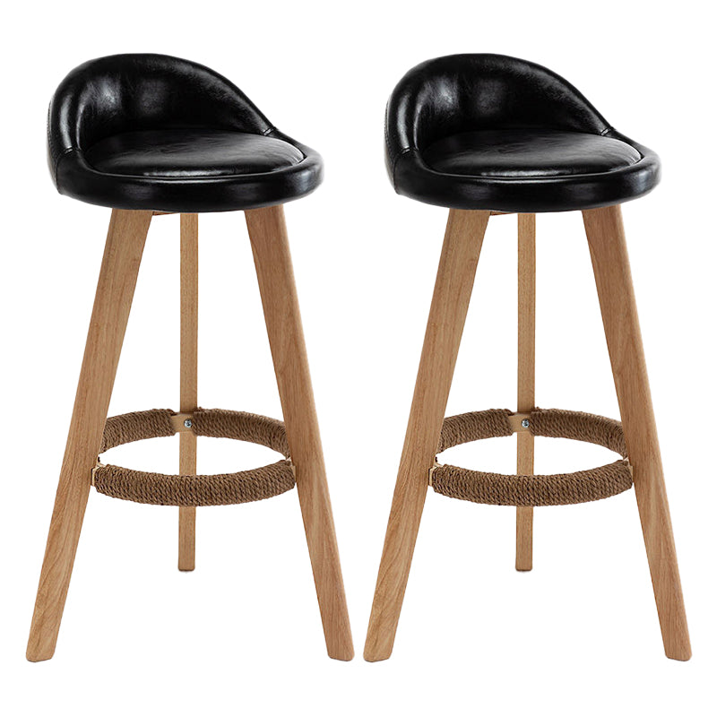 Scandinavian Home Solid Wood Bar Stool Matte Finish Footrest Stool Black 2 Piece Set Clearhalo 'Bar Furniture' 'Bar Stools' 'bar_stools' 'furn' 'furn_bar_stools' 'Furniture' 'furniture_bar_stools' 'Kitchen & Dining Furniture' 4817753