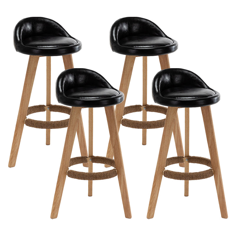 Scandinavian Home Solid Wood Bar Stool Matte Finish Footrest Stool Black 4 Piece Set Clearhalo 'Bar Furniture' 'Bar Stools' 'bar_stools' 'furn' 'furn_bar_stools' 'Furniture' 'furniture_bar_stools' 'Kitchen & Dining Furniture' 4817754