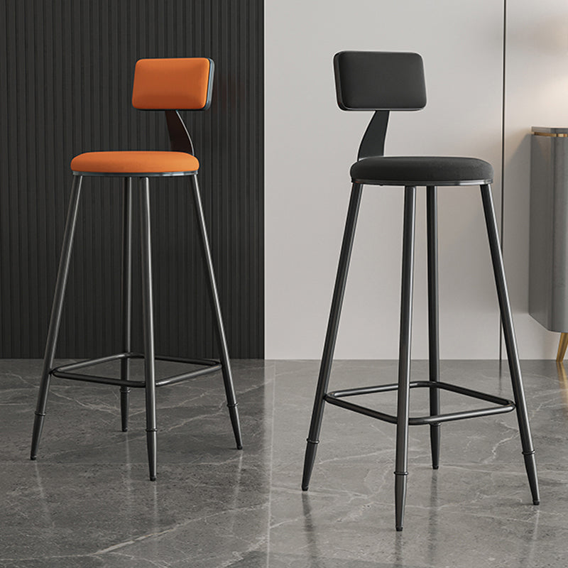 Modern Backrest Counter Stool Iron Milk Tea Shop Bar Stool with Cushion and Pedal Clearhalo 'Bar Furniture' 'Bar Stools' 'bar_stools' 'furn' 'furn_bar_stools' 'Furniture' 'furniture_bar_stools' 'Kitchen & Dining Furniture' 4817762