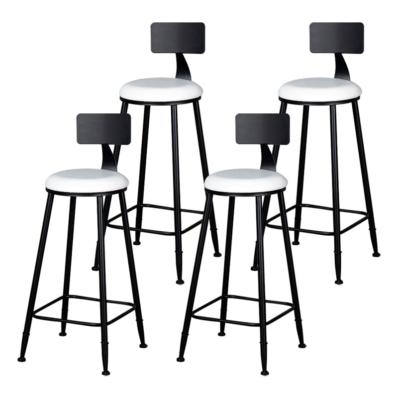 Modern Backrest Counter Stool Iron Milk Tea Shop Bar Stool with Cushion and Pedal White 4 Piece Set Clearhalo 'Bar Furniture' 'Bar Stools' 'bar_stools' 'furn' 'furn_bar_stools' 'Furniture' 'furniture_bar_stools' 'Kitchen & Dining Furniture' 4817764
