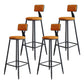 Modern Backrest Counter Stool Iron Milk Tea Shop Bar Stool with Cushion and Pedal Orange 4 Piece Set Clearhalo 'Bar Furniture' 'Bar Stools' 'bar_stools' 'furn' 'furn_bar_stools' 'Furniture' 'furniture_bar_stools' 'Kitchen & Dining Furniture' 4817770