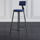 Modern Backrest Counter Stool Iron Milk Tea Shop Bar Stool with Cushion and Pedal Blue 1 Piece Clearhalo 'Bar Furniture' 'Bar Stools' 'bar_stools' 'furn' 'furn_bar_stools' 'Furniture' 'furniture_bar_stools' 'Kitchen & Dining Furniture' 4817778