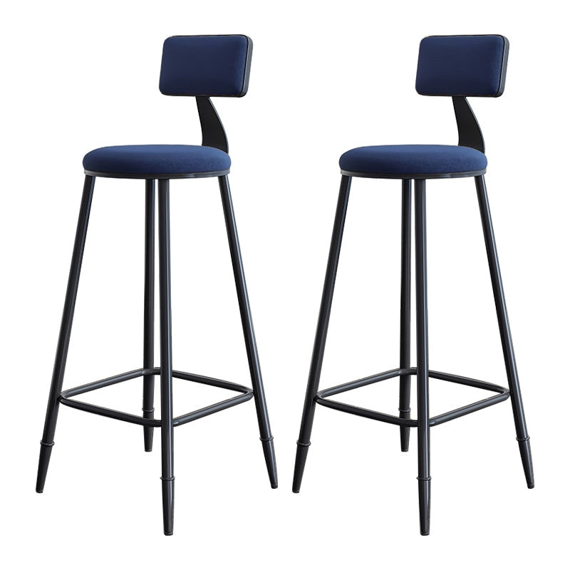 Modern Backrest Counter Stool Iron Milk Tea Shop Bar Stool with Cushion and Pedal Blue 2 Piece Set Clearhalo 'Bar Furniture' 'Bar Stools' 'bar_stools' 'furn' 'furn_bar_stools' 'Furniture' 'furniture_bar_stools' 'Kitchen & Dining Furniture' 4817780