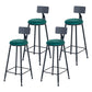 Modern Backrest Counter Stool Iron Milk Tea Shop Bar Stool with Cushion and Pedal Green 4 Piece Set Clearhalo 'Bar Furniture' 'Bar Stools' 'bar_stools' 'furn' 'furn_bar_stools' 'Furniture' 'furniture_bar_stools' 'Kitchen & Dining Furniture' 4817792