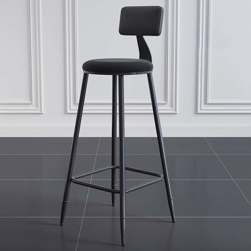 Modern Backrest Counter Stool Iron Milk Tea Shop Bar Stool with Cushion and Pedal Gloss Black 1 Piece Clearhalo 'Bar Furniture' 'Bar Stools' 'bar_stools' 'furn' 'furn_bar_stools' 'Furniture' 'furniture_bar_stools' 'Kitchen & Dining Furniture' 4817796