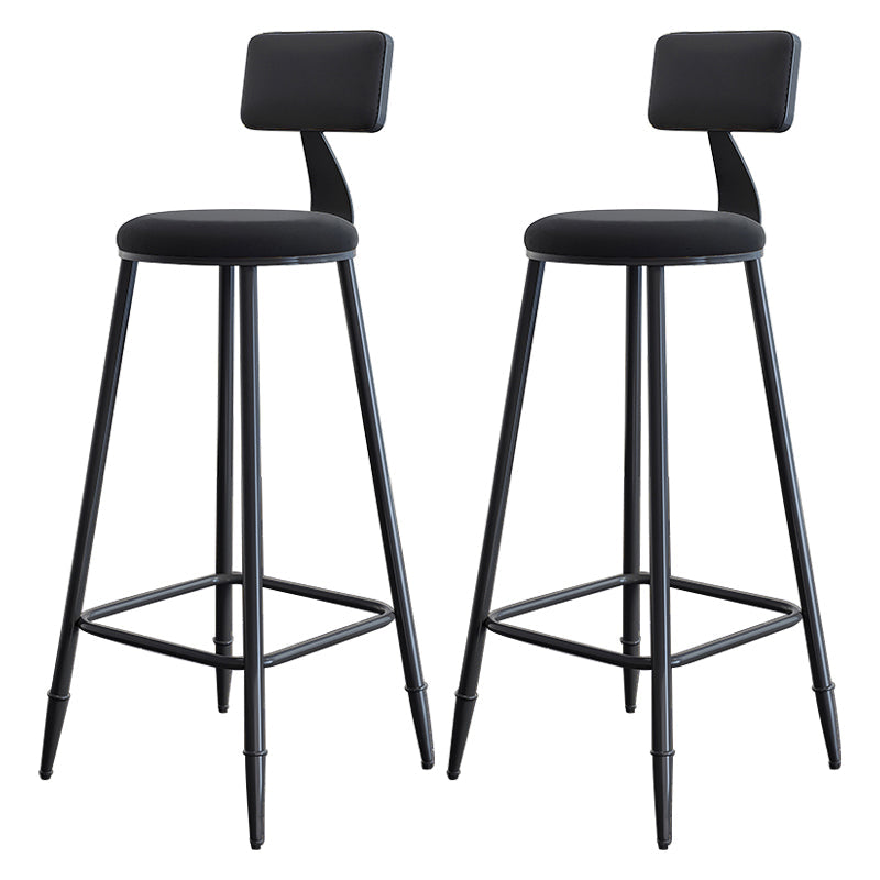 Modern Backrest Counter Stool Iron Milk Tea Shop Bar Stool with Cushion and Pedal Gloss Black 2 Piece Set Clearhalo 'Bar Furniture' 'Bar Stools' 'bar_stools' 'furn' 'furn_bar_stools' 'Furniture' 'furniture_bar_stools' 'Kitchen & Dining Furniture' 4817797
