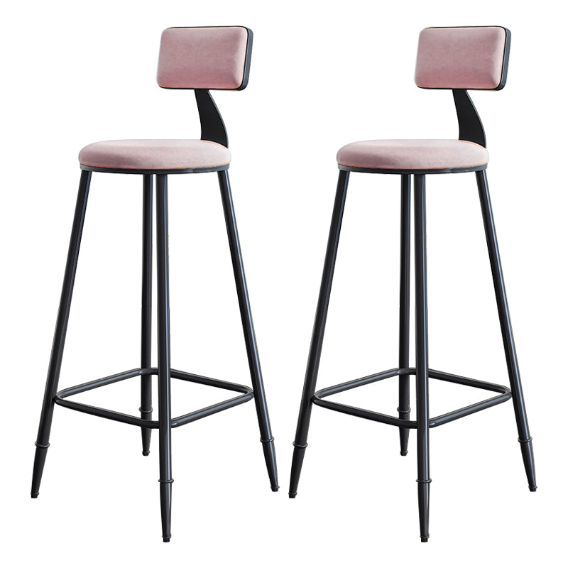 Modern Backrest Counter Stool Iron Milk Tea Shop Bar Stool with Cushion and Pedal Pink 2 Piece Set Clearhalo 'Bar Furniture' 'Bar Stools' 'bar_stools' 'furn' 'furn_bar_stools' 'Furniture' 'furniture_bar_stools' 'Kitchen & Dining Furniture' 4817800