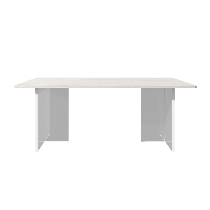 Modern Rectangle White Dining Table Set 1/2/5/7 Pieces Dining Set for Home Use White 79"L x 31"W Clearhalo 'Dining Room Sets' 'Dining Tables & Seating' 'dining_room_set' 'furn' 'furn_dining_room_set' 'Furniture' 'furniture_dining_room_set' 'Kitchen & Dining Furniture' 4817805
