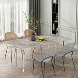 Modern Rectangle White Dining Table Set 1/2/5/7 Pieces Dining Set for Home Use Clearhalo 'Dining Room Sets' 'Dining Tables & Seating' 'dining_room_set' 'furn' 'furn_dining_room_set' 'Furniture' 'furniture_dining_room_set' 'Kitchen & Dining Furniture' 4817815