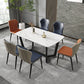 Modern Scalable Dinette Set 1/4/5/7 Pieces Dining Table Set with White Sintered Stone Top 7 Pieces: Table, 6 Chairs Clearhalo 'Dining Room Sets' 'Dining Tables & Seating' 'dining_room_set' 'furn' 'furn_dining_room_set' 'Furniture' 'furniture_dining_room_set' 'Kitchen & Dining Furniture' 4817823