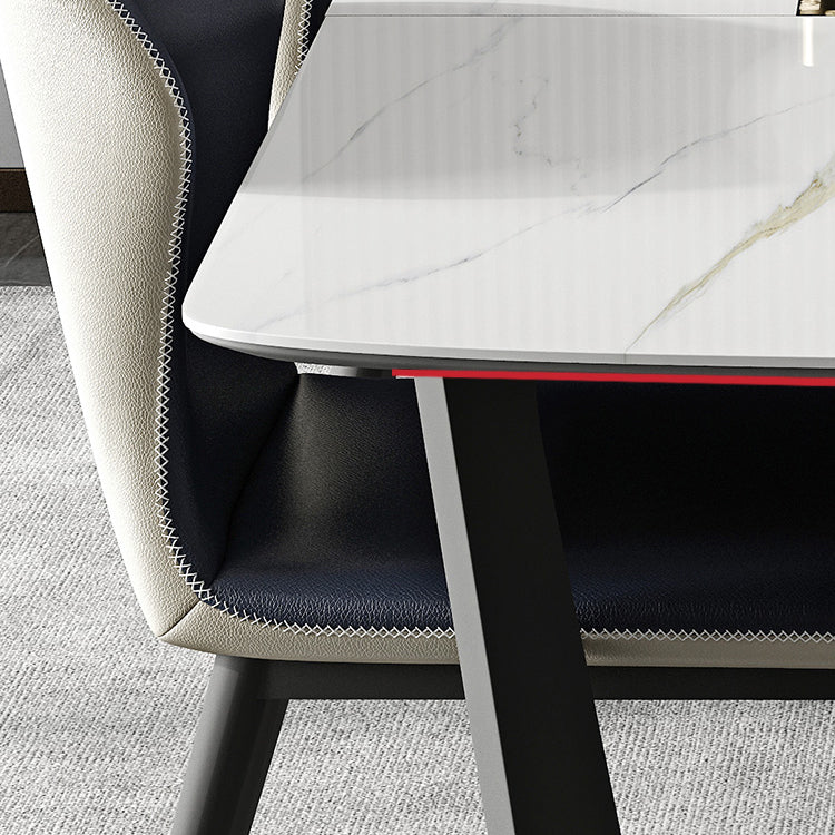 Modern Scalable Dinette Set 1/4/5/7 Pieces Dining Table Set with White Sintered Stone Top Clearhalo 'Dining Room Sets' 'Dining Tables & Seating' 'dining_room_set' 'furn' 'furn_dining_room_set' 'Furniture' 'furniture_dining_room_set' 'Kitchen & Dining Furniture' 4817832