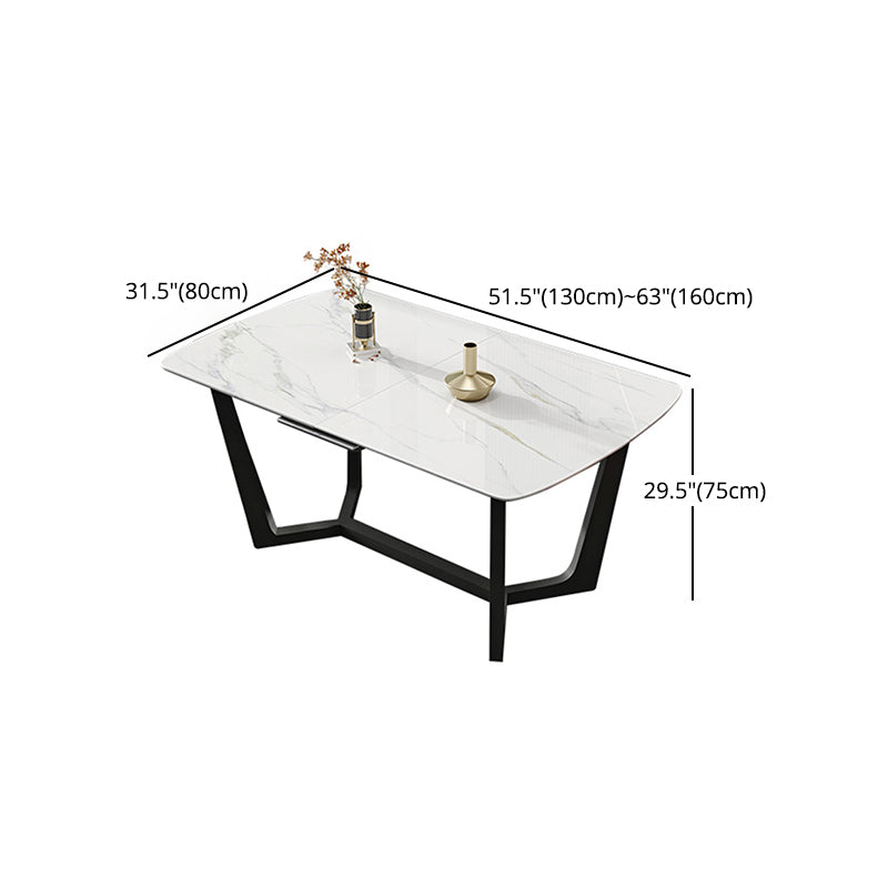 Modern Scalable Dinette Set 1/4/5/7 Pieces Dining Table Set with White Sintered Stone Top Clearhalo 'Dining Room Sets' 'Dining Tables & Seating' 'dining_room_set' 'furn' 'furn_dining_room_set' 'Furniture' 'furniture_dining_room_set' 'Kitchen & Dining Furniture' 4817836