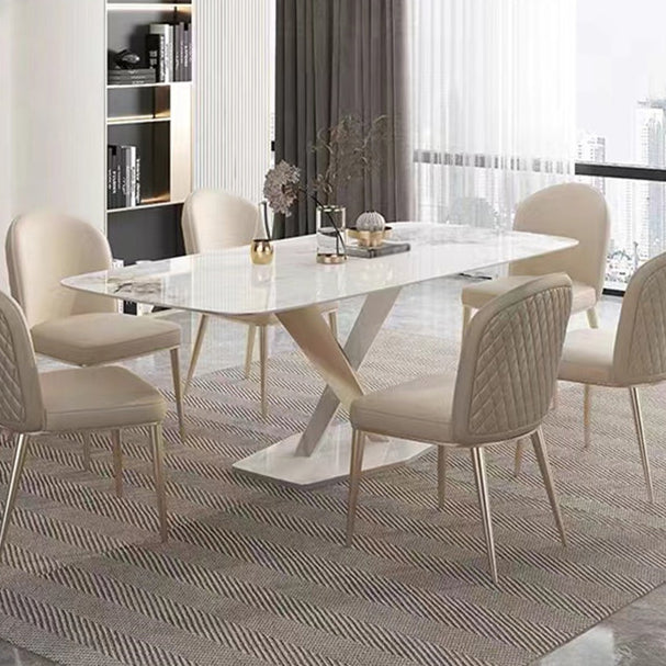 Luxury Sintered Stone Top Dining Set Rectangle 1/4/5/7 Pieces Dining Table with Chairs Clearhalo 'Dining Room Sets' 'Dining Tables & Seating' 'dining_room_set' 'furn' 'furn_dining_room_set' 'Furniture' 'furniture_dining_room_set' 'Kitchen & Dining Furniture' 4817840