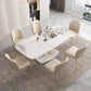 Luxury Sintered Stone Top Dining Set Rectangle 1/4/5/7 Pieces Dining Table with Chairs 7 Pieces: Table, 6 Chairs Clearhalo 'Dining Room Sets' 'Dining Tables & Seating' 'dining_room_set' 'furn' 'furn_dining_room_set' 'Furniture' 'furniture_dining_room_set' 'Kitchen & Dining Furniture' 4817843