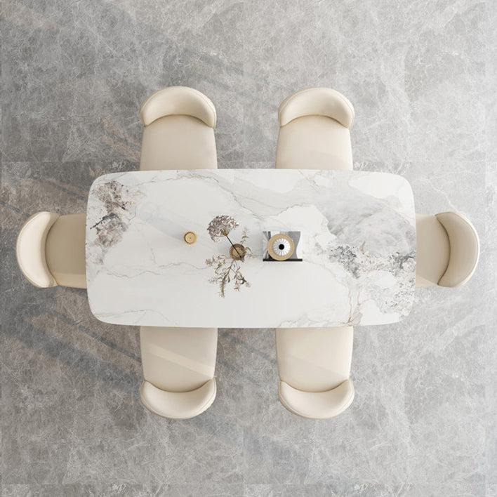 Luxury Sintered Stone Top Dining Set Rectangle 1/4/5/7 Pieces Dining Table with Chairs Clearhalo 'Dining Room Sets' 'Dining Tables & Seating' 'dining_room_set' 'furn' 'furn_dining_room_set' 'Furniture' 'furniture_dining_room_set' 'Kitchen & Dining Furniture' 4817844