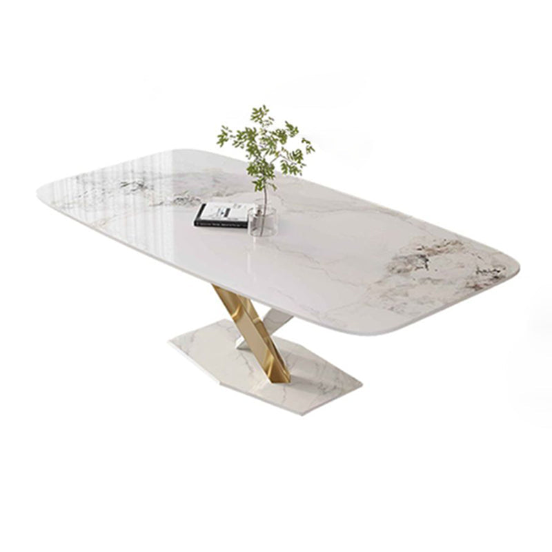 Luxury Sintered Stone Top Dining Set Rectangle 1/4/5/7 Pieces Dining Table with Chairs Clearhalo 'Dining Room Sets' 'Dining Tables & Seating' 'dining_room_set' 'furn' 'furn_dining_room_set' 'Furniture' 'furniture_dining_room_set' 'Kitchen & Dining Furniture' 4817845