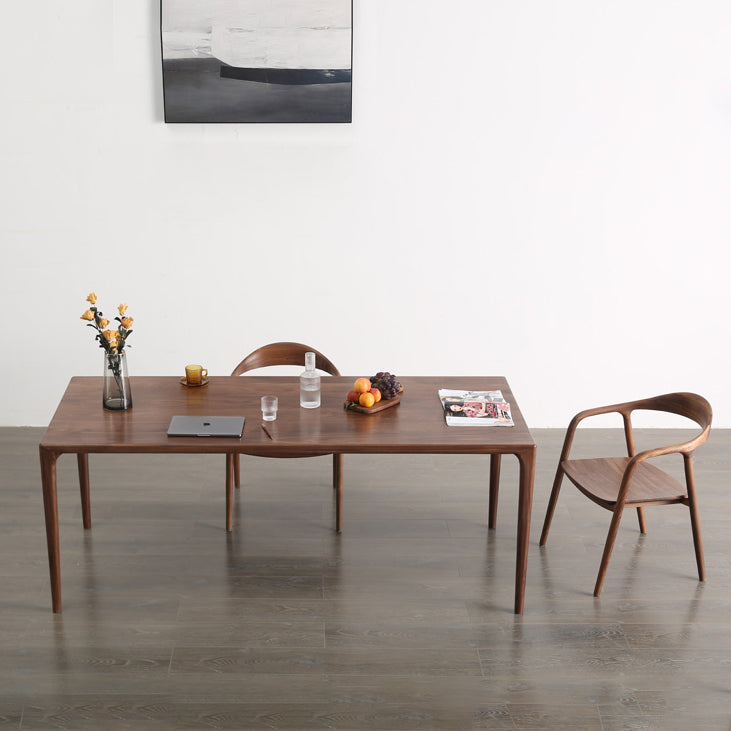 Modern Rectangle Walnut Wood Dining Set 1/2/3/5/7 Pieces Dining Table with Wood Chairs 3 Pieces: Table, 2 Chairs Clearhalo 'Dining Room Sets' 'Dining Tables & Seating' 'dining_room_set' 'furn' 'furn_dining_room_set' 'Furniture' 'furniture_dining_room_set' 'Kitchen & Dining Furniture' 4817862