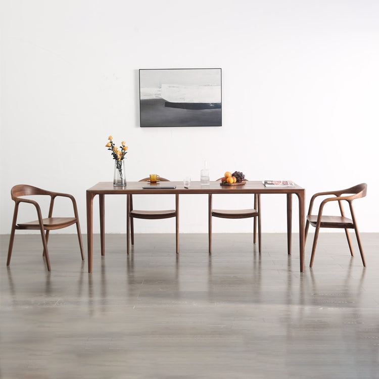 Modern Rectangle Walnut Wood Dining Set 1/2/3/5/7 Pieces Dining Table with Wood Chairs 5 Pieces: Table, 4 Chairs Clearhalo 'Dining Room Sets' 'Dining Tables & Seating' 'dining_room_set' 'furn' 'furn_dining_room_set' 'Furniture' 'furniture_dining_room_set' 'Kitchen & Dining Furniture' 4817863