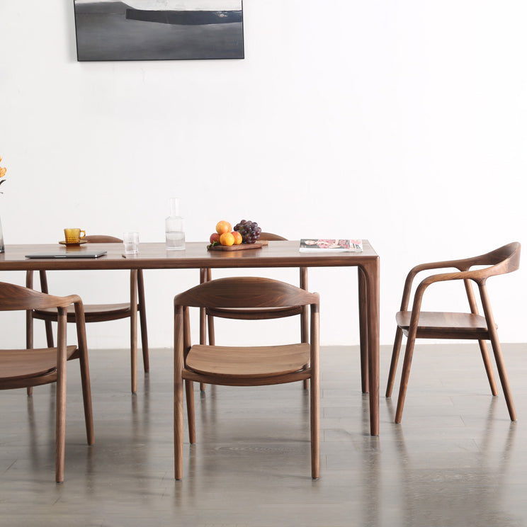 Modern Rectangle Walnut Wood Dining Set 1/2/3/5/7 Pieces Dining Table with Wood Chairs Clearhalo 'Dining Room Sets' 'Dining Tables & Seating' 'dining_room_set' 'furn' 'furn_dining_room_set' 'Furniture' 'furniture_dining_room_set' 'Kitchen & Dining Furniture' 4817872