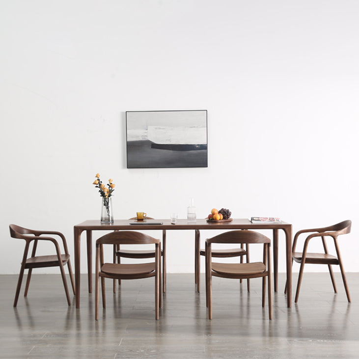 Modern Rectangle Walnut Wood Dining Set 1/2/3/5/7 Pieces Dining Table with Wood Chairs Clearhalo 'Dining Room Sets' 'Dining Tables & Seating' 'dining_room_set' 'furn' 'furn_dining_room_set' 'Furniture' 'furniture_dining_room_set' 'Kitchen & Dining Furniture' 4817873