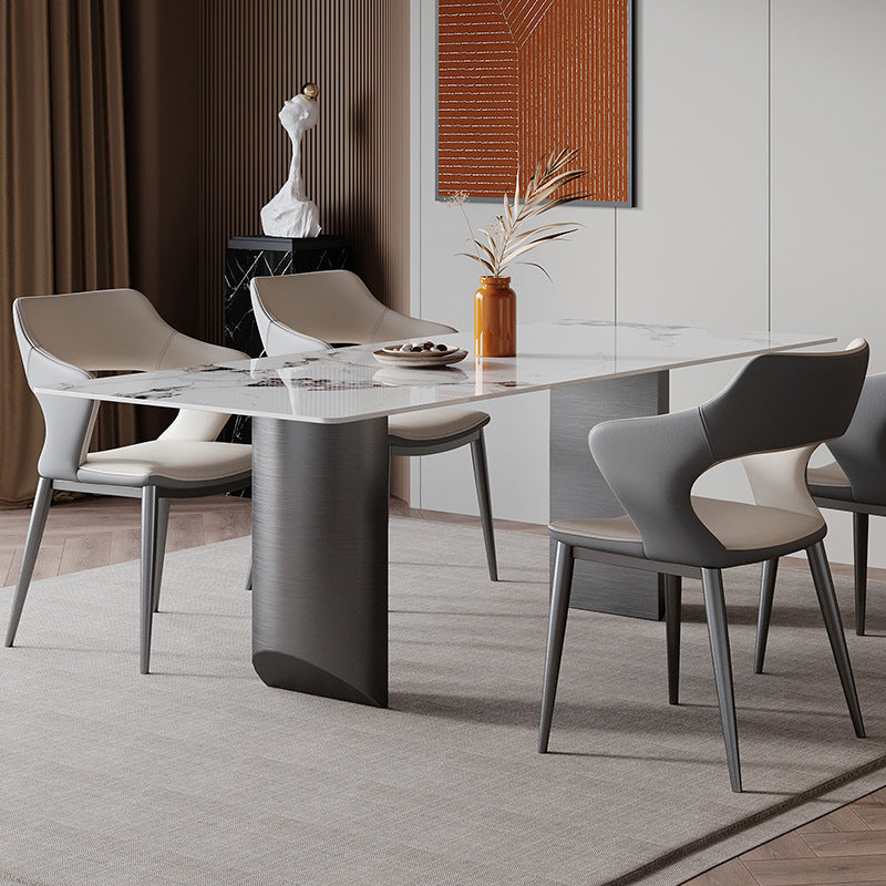 Modern Sintered Stone Top Dining Set Rectangle 1/2/4/5/7 Pieces Dining Table with Chairs Clearhalo 'Dining Room Sets' 'Dining Tables & Seating' 'dining_room_set' 'furn' 'furn_dining_room_set' 'Furniture' 'furniture_dining_room_set' 'Kitchen & Dining Furniture' 4817920