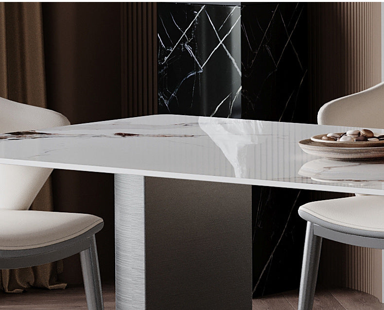 Modern Sintered Stone Top Dining Set Rectangle 1/2/4/5/7 Pieces Dining Table with Chairs Clearhalo 'Dining Room Sets' 'Dining Tables & Seating' 'dining_room_set' 'furn' 'furn_dining_room_set' 'Furniture' 'furniture_dining_room_set' 'Kitchen & Dining Furniture' 4817924