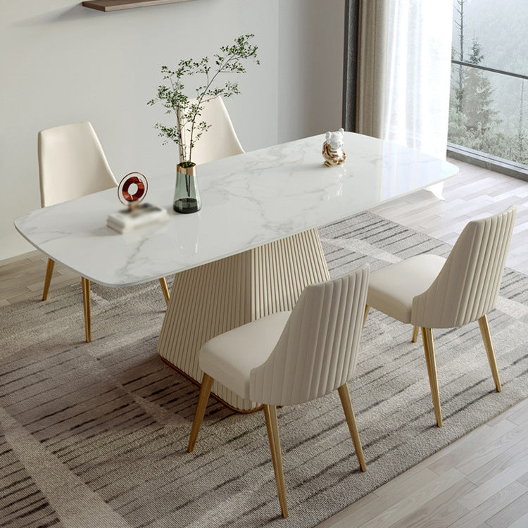 Nordic Sintered Stone Top Dining Set Rectangle 1/5/6/7 Pieces Dining Table with Chairs Clearhalo 'Dining Room Sets' 'Dining Tables & Seating' 'dining_room_set' 'furn' 'furn_dining_room_set' 'Furniture' 'furniture_dining_room_set' 'Kitchen & Dining Furniture' 4817969
