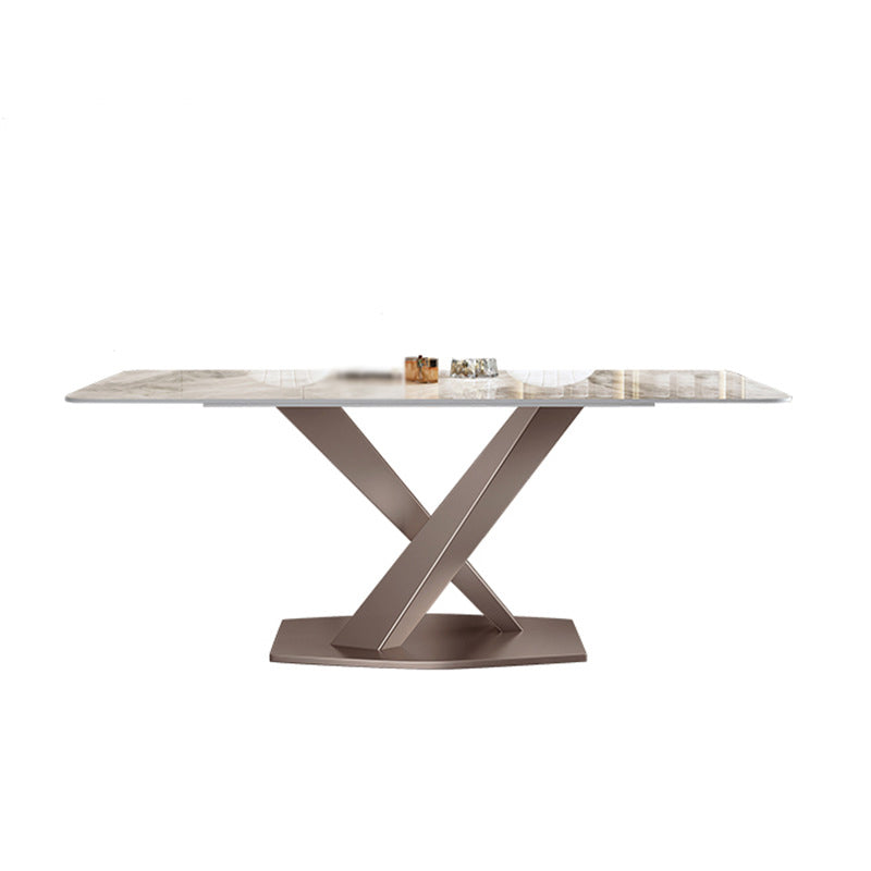 Nordic Sintered Stone Top Dining Set Rectangle 1/2/4/5/7 Pieces Dining Table with Chairs White 70.9"L x 35.4"W Clearhalo 'Dining Room Sets' 'Dining Tables & Seating' 'dining_room_set' 'furn' 'furn_dining_room_set' 'Furniture' 'furniture_dining_room_set' 'Kitchen & Dining Furniture' 4817992