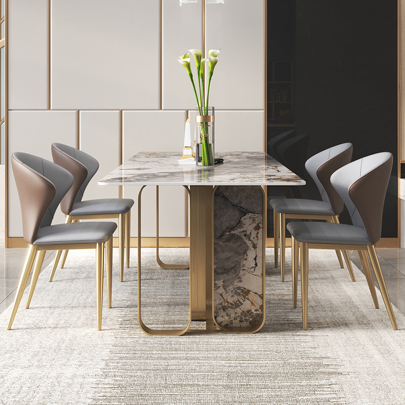 Luxury Sintered Stone Dining Set Rectangle 1/3/4/5/6/7/9 Pieces Dining Table with Chairs 5 Pieces: Table, 4 Chairs Clearhalo 'Dining Room Sets' 'Dining Tables & Seating' 'dining_room_set' 'furn' 'furn_dining_room_set' 'Furniture' 'furniture_dining_room_set' 'Kitchen & Dining Furniture' 4818007