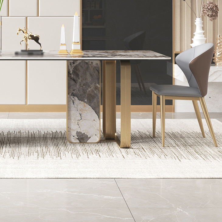 Luxury Sintered Stone Dining Set Rectangle 1/3/4/5/6/7/9 Pieces Dining Table with Chairs Clearhalo 'Dining Room Sets' 'Dining Tables & Seating' 'dining_room_set' 'furn' 'furn_dining_room_set' 'Furniture' 'furniture_dining_room_set' 'Kitchen & Dining Furniture' 4818014