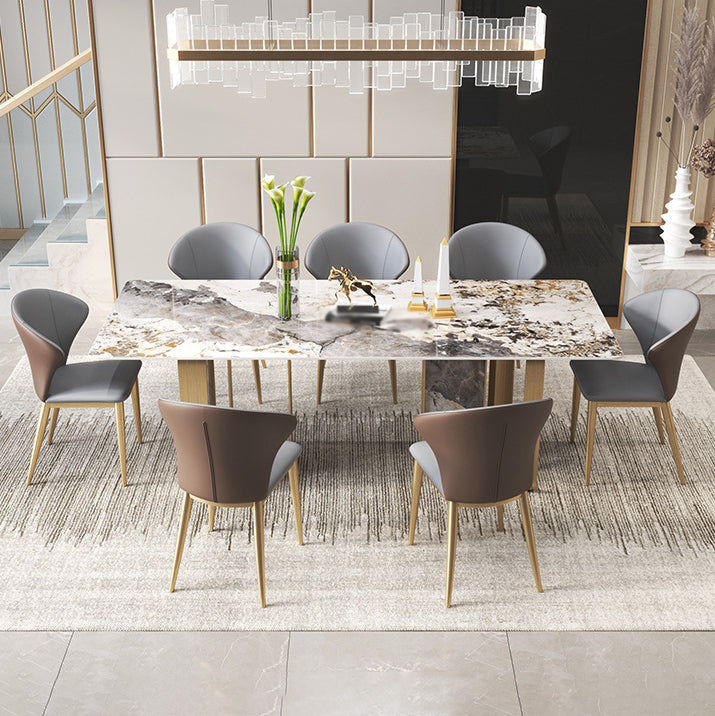 Luxury Sintered Stone Dining Set Rectangle 1/3/4/5/6/7/9 Pieces Dining Table with Chairs Clearhalo 'Dining Room Sets' 'Dining Tables & Seating' 'dining_room_set' 'furn' 'furn_dining_room_set' 'Furniture' 'furniture_dining_room_set' 'Kitchen & Dining Furniture' 4818016
