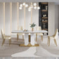 Luxury Sintered Stone Top Dining Set 1/4/5/7 Pieces Rectangle Kitchen Table with Chairs 5 Pieces: Table, 4 Chairs Clearhalo 'Dining Room Sets' 'Dining Tables & Seating' 'dining_room_set' 'furn' 'furn_dining_room_set' 'Furniture' 'furniture_dining_room_set' 'Kitchen & Dining Furniture' 4818021