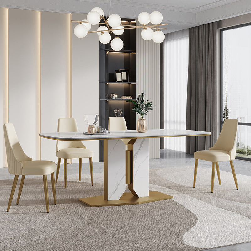 Luxury Sintered Stone Top Dining Set 1/4/5/7 Pieces Rectangle Kitchen Table with Chairs Clearhalo 'Dining Room Sets' 'Dining Tables & Seating' 'dining_room_set' 'furn' 'furn_dining_room_set' 'Furniture' 'furniture_dining_room_set' 'Kitchen & Dining Furniture' 4818023