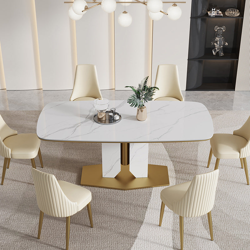 Luxury Sintered Stone Top Dining Set 1/4/5/7 Pieces Rectangle Kitchen Table with Chairs Clearhalo 'Dining Room Sets' 'Dining Tables & Seating' 'dining_room_set' 'furn' 'furn_dining_room_set' 'Furniture' 'furniture_dining_room_set' 'Kitchen & Dining Furniture' 4818025