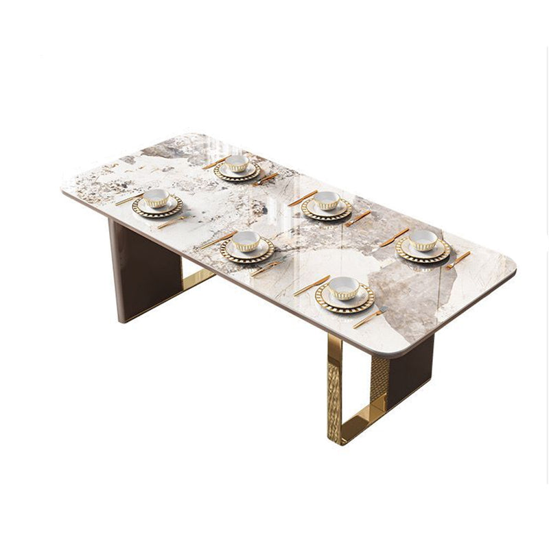 Luxury Sintered Stone Top Dining Set Rectangle 1/4/5/6/7/9 Pieces Dining Table with Chairs Clearhalo 'Dining Room Sets' 'Dining Tables & Seating' 'dining_room_set' 'furn' 'furn_dining_room_set' 'Furniture' 'furniture_dining_room_set' 'Kitchen & Dining Furniture' 4818056