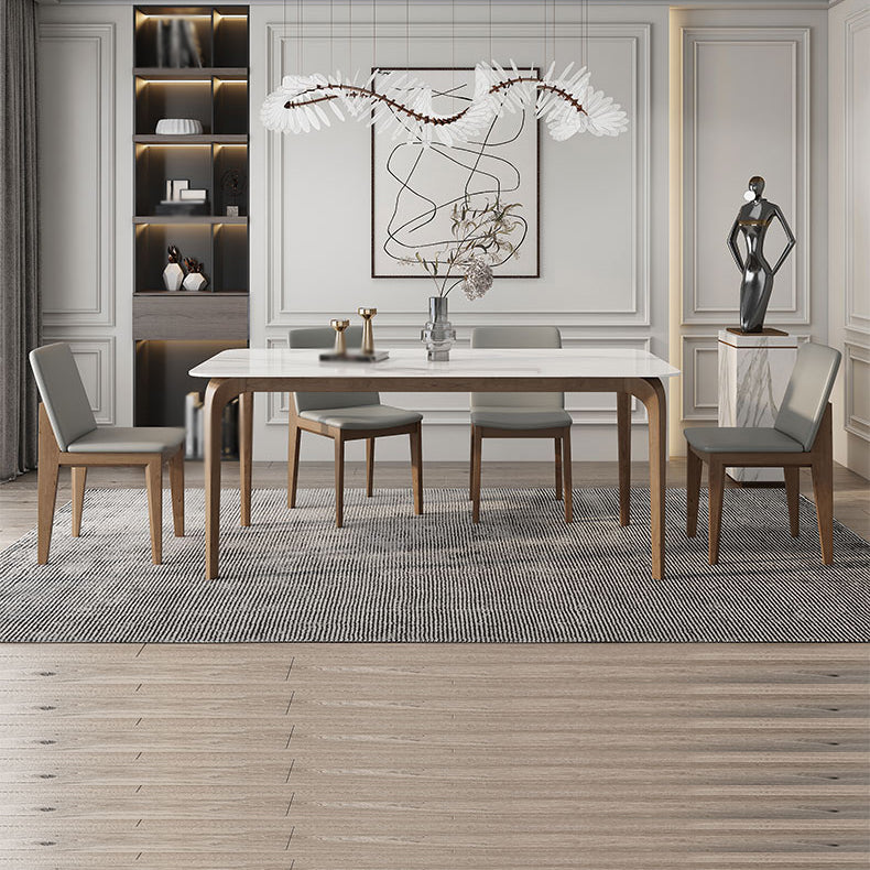 Modern Sintered Stone Top Dining Set 1/4/5/7 Pieces Ash Wood Dining Table with Chairs Clearhalo 'Dining Room Sets' 'Dining Tables & Seating' 'dining_room_set' 'furn' 'furn_dining_room_set' 'Furniture' 'furniture_dining_room_set' 'Kitchen & Dining Furniture' 4818072