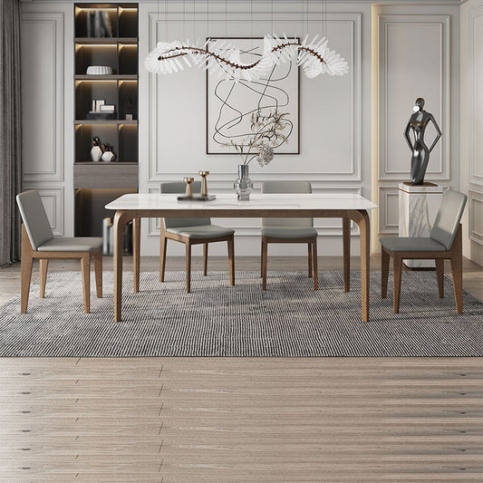 Modern Sintered Stone Top Dining Set 1/4/5/7 Pieces Ash Wood Dining Table with Chairs Clearhalo 'Dining Room Sets' 'Dining Tables & Seating' 'dining_room_set' 'furn' 'furn_dining_room_set' 'Furniture' 'furniture_dining_room_set' 'Kitchen & Dining Furniture' 4818072