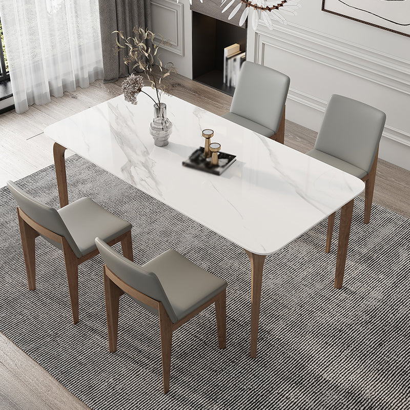 Modern Sintered Stone Top Dining Set 1/4/5/7 Pieces Ash Wood Dining Table with Chairs 5 Pieces: Table, 4 Chairs Clearhalo 'Dining Room Sets' 'Dining Tables & Seating' 'dining_room_set' 'furn' 'furn_dining_room_set' 'Furniture' 'furniture_dining_room_set' 'Kitchen & Dining Furniture' 4818077