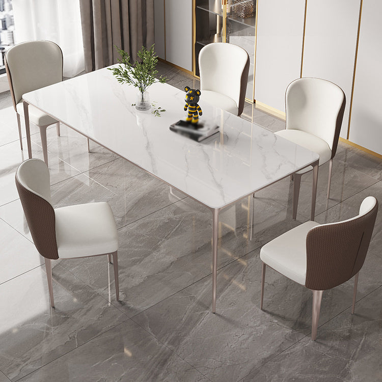 Nordic Sintered Stone Top Dining Set Rectangle 1/4/5/6 Pieces Dining Table with Chairs 6 Pieces: Table, 5 Chairs Clearhalo 'Dining Room Sets' 'Dining Tables & Seating' 'dining_room_set' 'furn' 'furn_dining_room_set' 'Furniture' 'furniture_dining_room_set' 'Kitchen & Dining Furniture' 4818091