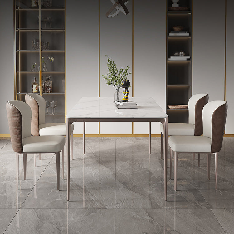 Nordic Sintered Stone Top Dining Set Rectangle 1/4/5/6 Pieces Dining Table with Chairs 5 Pieces: Table, 4 Chairs Clearhalo 'Dining Room Sets' 'Dining Tables & Seating' 'dining_room_set' 'furn' 'furn_dining_room_set' 'Furniture' 'furniture_dining_room_set' 'Kitchen & Dining Furniture' 4818092