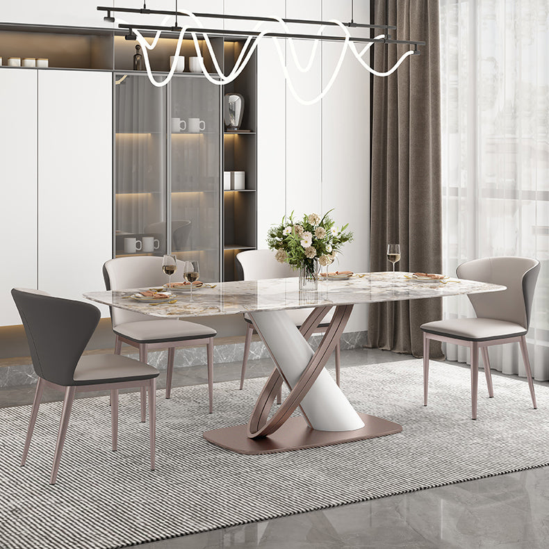 Luxury Sintered Stone Top Dining Set Rectangle 1/2/5/7 Pieces Dining Table with Chairs 5 Pieces: Table, 4 Chairs Clearhalo 'Dining Room Sets' 'Dining Tables & Seating' 'dining_room_set' 'furn' 'furn_dining_room_set' 'Furniture' 'furniture_dining_room_set' 'Kitchen & Dining Furniture' 4818107