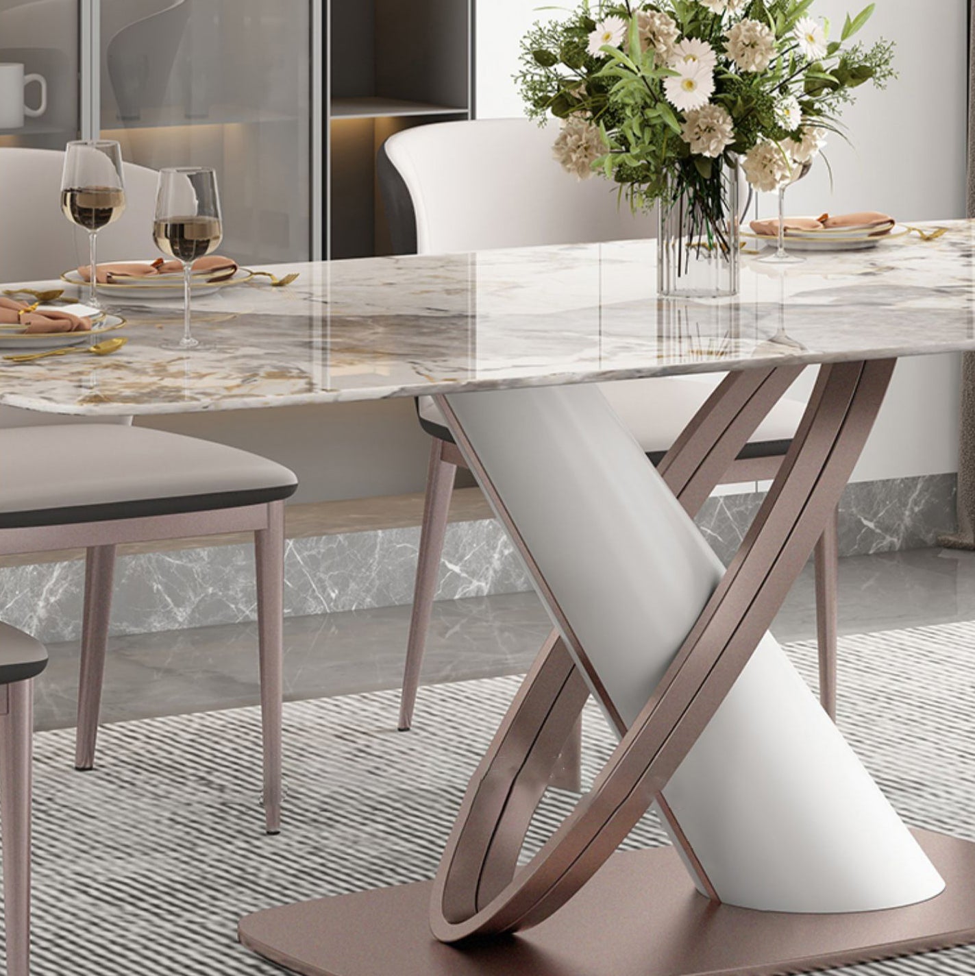 Luxury Sintered Stone Top Dining Set Rectangle 1/2/5/7 Pieces Dining Table with Chairs Clearhalo 'Dining Room Sets' 'Dining Tables & Seating' 'dining_room_set' 'furn' 'furn_dining_room_set' 'Furniture' 'furniture_dining_room_set' 'Kitchen & Dining Furniture' 4818117