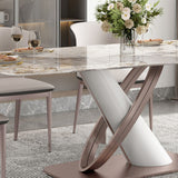 Luxury Sintered Stone Top Dining Set Rectangle 1/2/5/7 Pieces Dining Table with Chairs Clearhalo 'Dining Room Sets' 'Dining Tables & Seating' 'dining_room_set' 'furn' 'furn_dining_room_set' 'Furniture' 'furniture_dining_room_set' 'Kitchen & Dining Furniture' 4818117