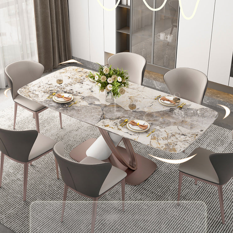 Luxury Sintered Stone Top Dining Set Rectangle 1/2/5/7 Pieces Dining Table with Chairs Clearhalo 'Dining Room Sets' 'Dining Tables & Seating' 'dining_room_set' 'furn' 'furn_dining_room_set' 'Furniture' 'furniture_dining_room_set' 'Kitchen & Dining Furniture' 4818118