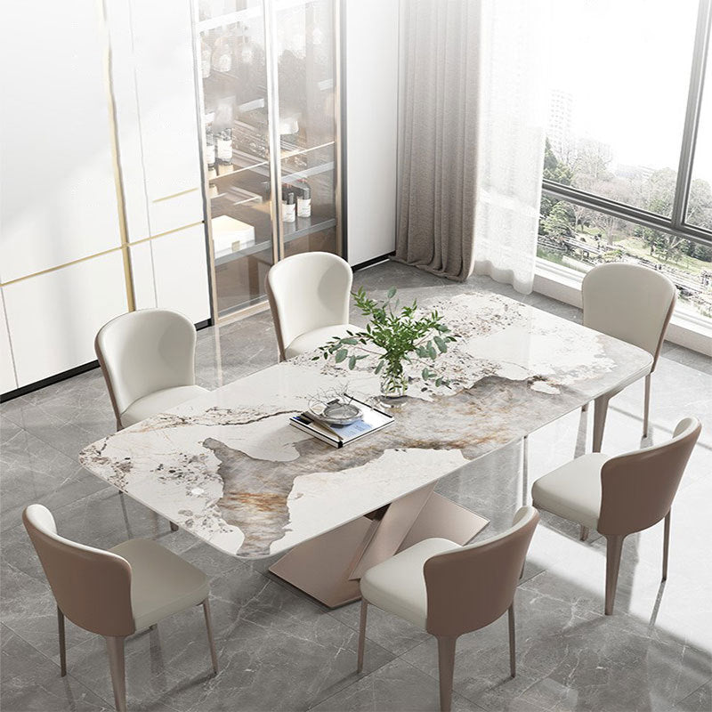 Nordic Sintered Stone Top Dining Set Rectangle 1/4/5/7 Pieces Dining Table with Chairs Clearhalo 'Dining Room Sets' 'Dining Tables & Seating' 'dining_room_set' 'furn' 'furn_dining_room_set' 'Furniture' 'furniture_dining_room_set' 'Kitchen & Dining Furniture' 4818127