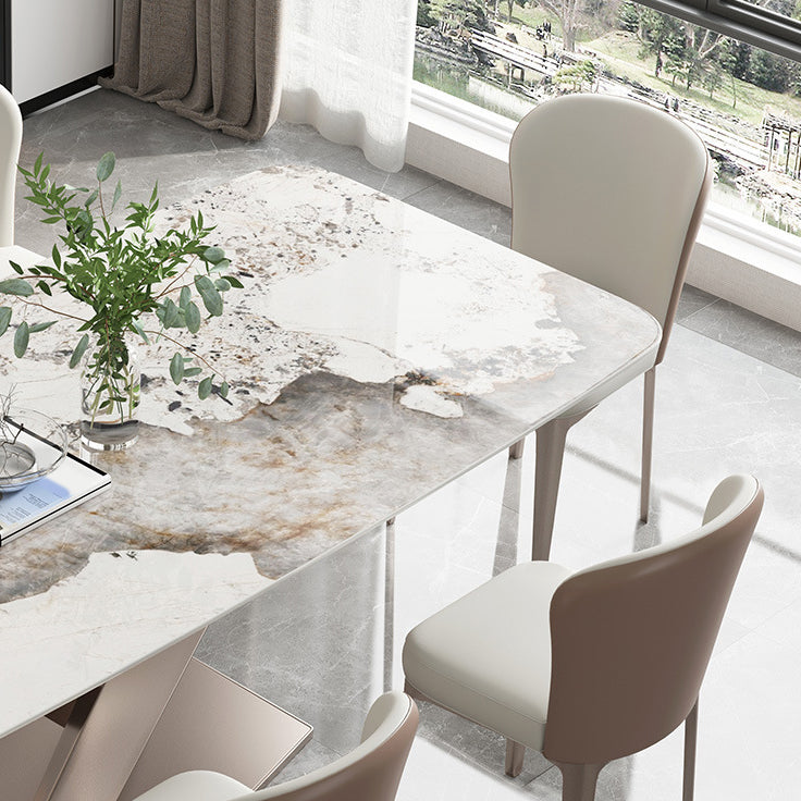 Nordic Sintered Stone Top Dining Set Rectangle 1/4/5/7 Pieces Dining Table with Chairs Clearhalo 'Dining Room Sets' 'Dining Tables & Seating' 'dining_room_set' 'furn' 'furn_dining_room_set' 'Furniture' 'furniture_dining_room_set' 'Kitchen & Dining Furniture' 4818131