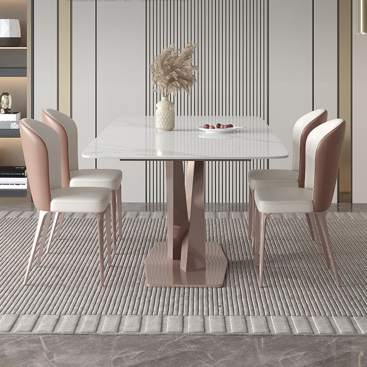 Glam Style Sintered Stone Dining Set 1/4/5/7 Pieces Dining Set for Dining Areas 5 Pieces: Table, 4 Chairs Clearhalo 'Dining Room Sets' 'Dining Tables & Seating' 'dining_room_set' 'furn' 'furn_dining_room_set' 'Furniture' 'furniture_dining_room_set' 'Kitchen & Dining Furniture' 4818143