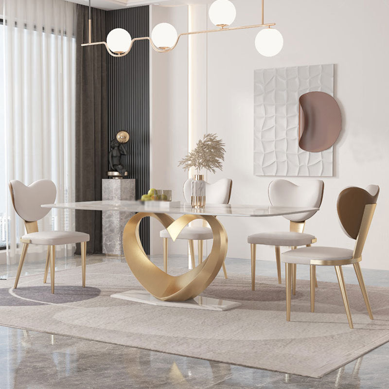 Glam Style Sintered Stone Dining Set 1/4/5/7/9 Pieces Dining Set for Dining Areas 5 Pieces: Table, 4 Chairs Clearhalo 'Dining Room Sets' 'Dining Tables & Seating' 'dining_room_set' 'furn' 'furn_dining_room_set' 'Furniture' 'furniture_dining_room_set' 'Kitchen & Dining Furniture' 4818157
